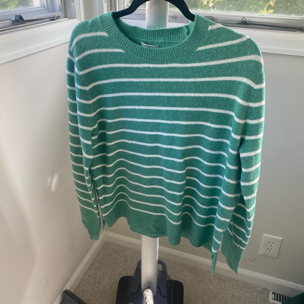 J. Crew Mint and White Striped Knit